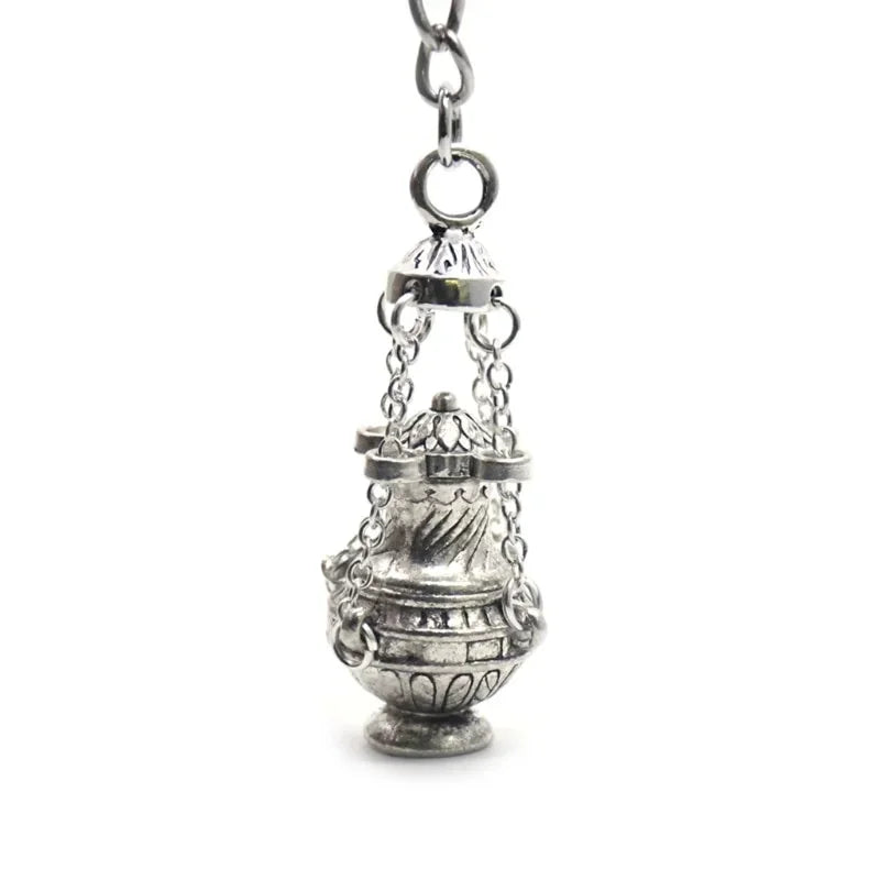 Christian Incense Burner Keychain | Religious Key Ring for Car Bag Pendant