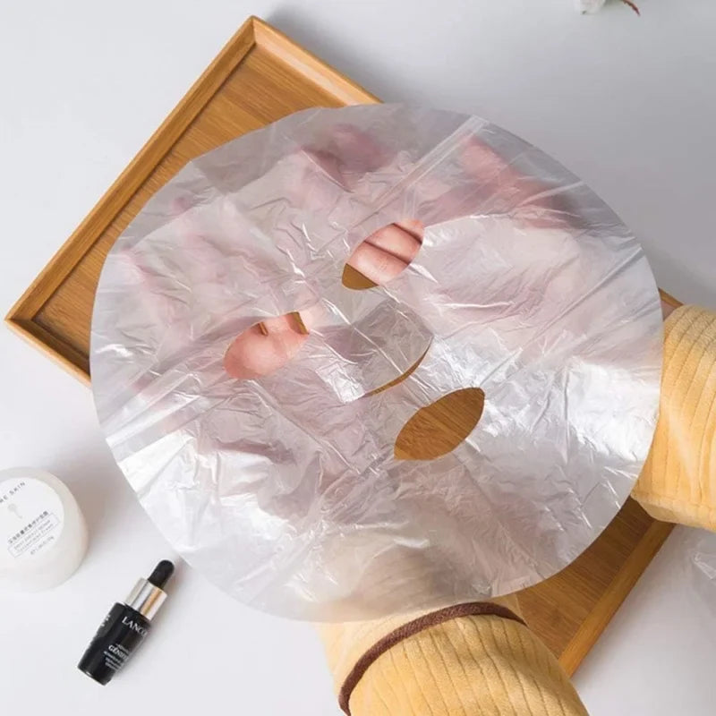 Disposable Facial Mask Wrap | Transparent Plastic Face and Neck Sticker