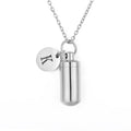Cremation Jewelry Urn Necklace with Initial Letter Charm | Stainless Steel Memorial Pendant for Ashes