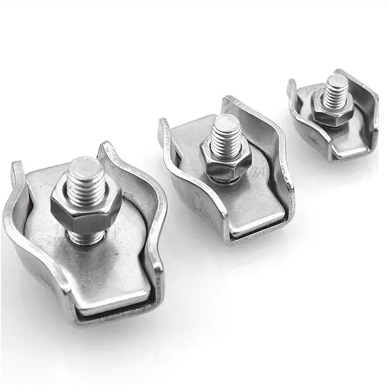 Waterproof Stainless Steel Wire Rope Clips | Single and Double Grips for M2-M6 Cable