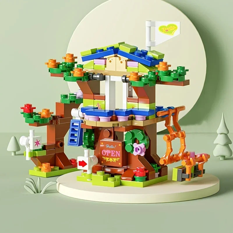 6in1 Tree House Building Blocks Set | Girls Castle Room with Climb Slide
