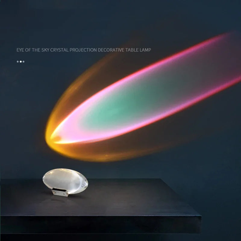 Eye Of The Sky Italian Designer Crystal Table Lamp | LED Night Projector for Living Room & Bedroom