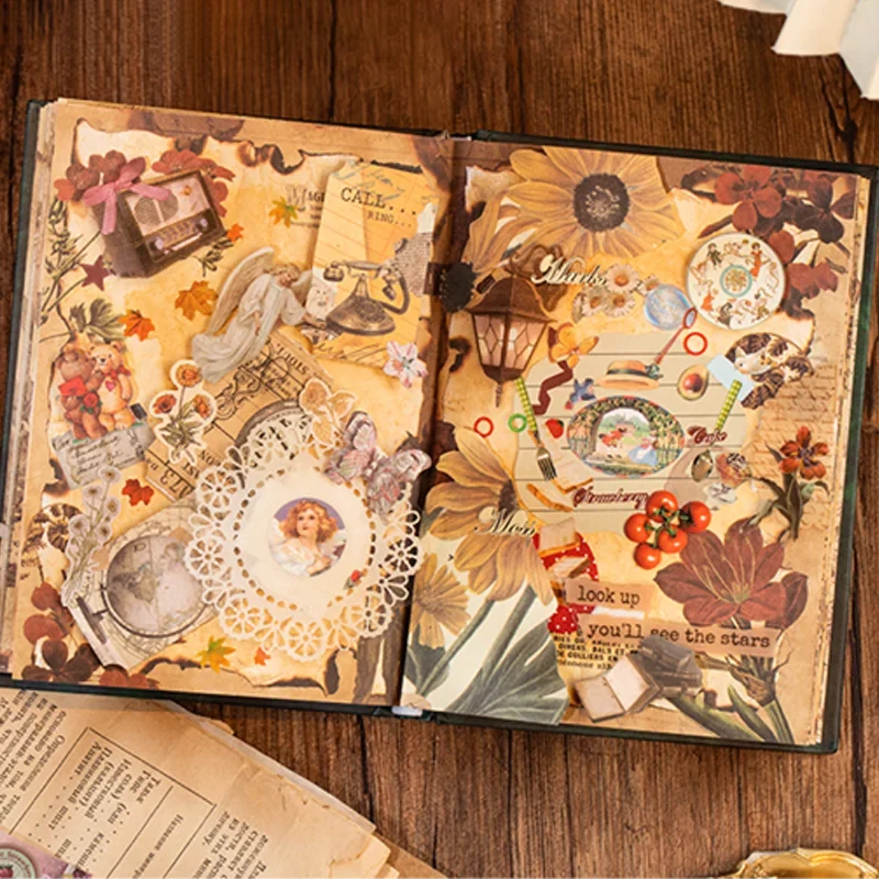 Mr. Paper 30pcs Vintage Sticker Book | Old-Timey Amusement Park Retro Decal Collection for Planners and Journals