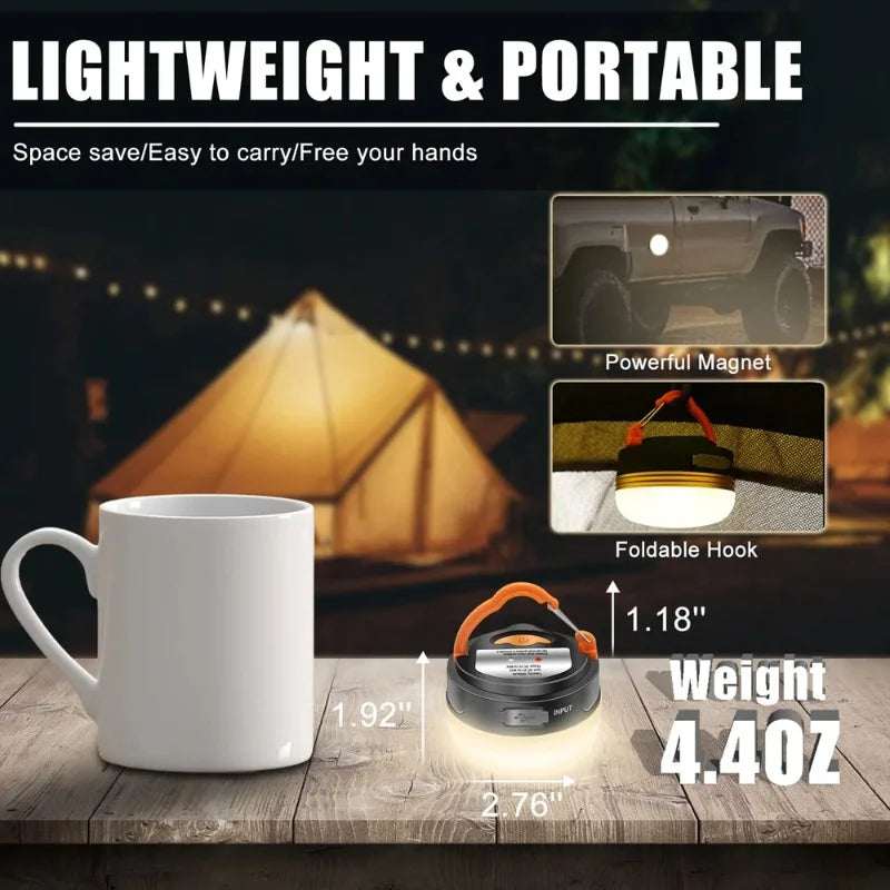 Rechargeable Camping Lantern 1200mAh | Portable LED Tent Light for Outdoor Hiking
