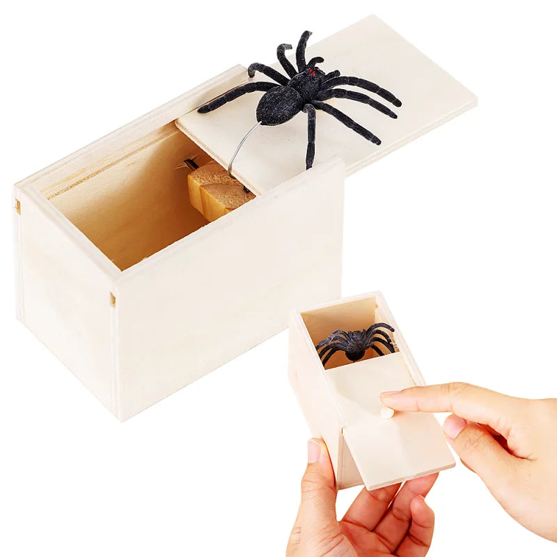 Trick Spider Funny Scare Box | Wooden Prank Toy for Office Gags