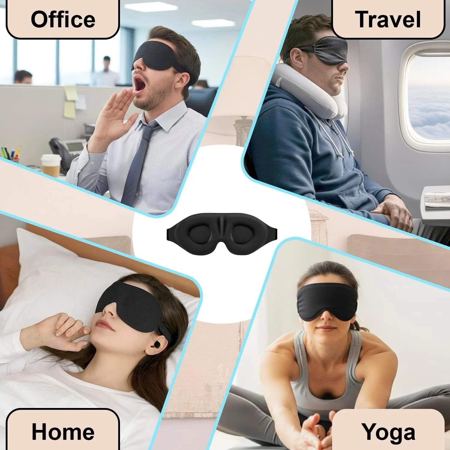 3D Sleep Mask with Zero Eye Pressure | Light Blocking Travel Eye Mask