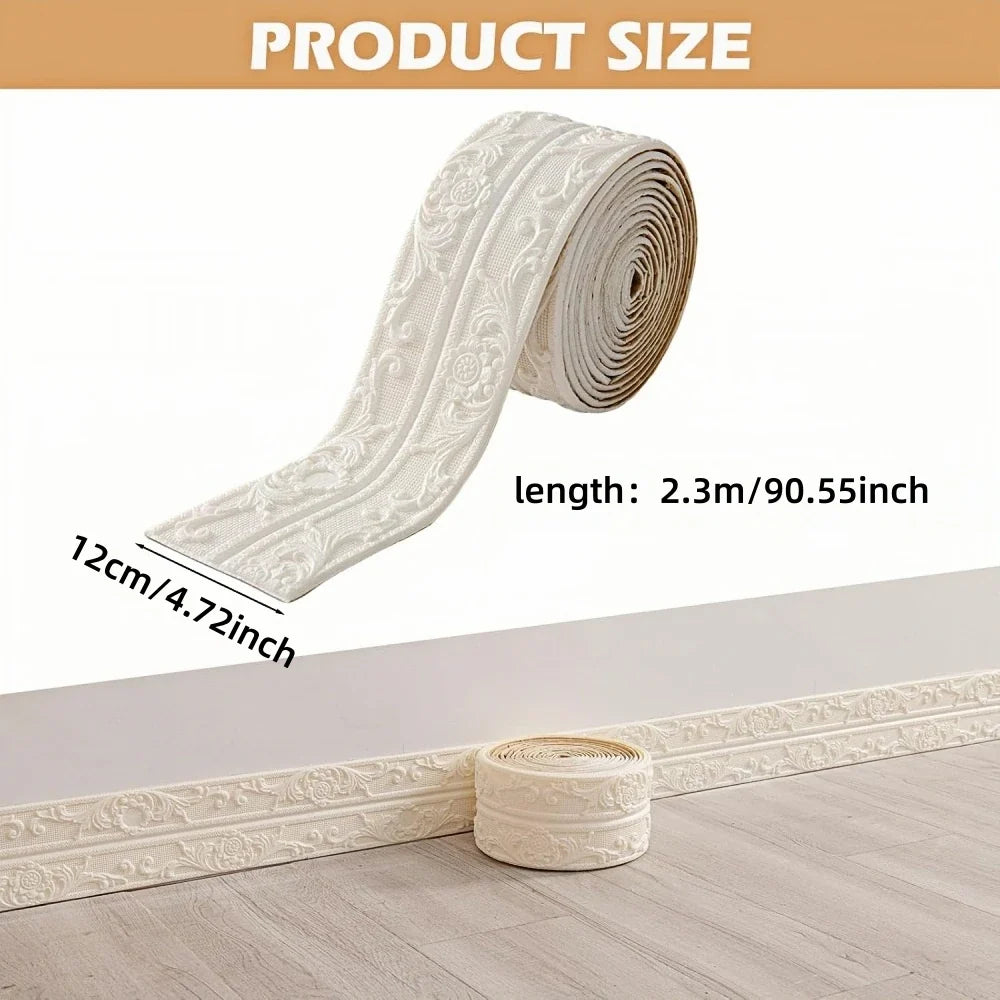 Self-Adhesive Wall Sticker | 2.3m x 12cm PVC Decorative Ceiling Corner Line