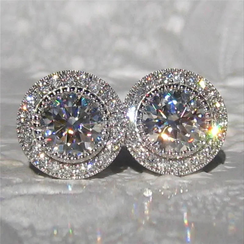 Huitan AAA CZ Stud Earrings for Women | Romantic Elegant Cubic Zirconia Jewelry in 7 Colors