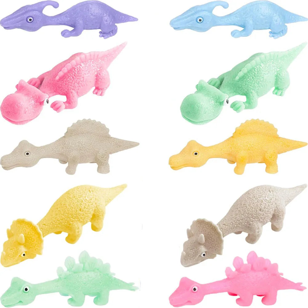 Sticky Squishy Rubber Flying Dinosaur Stress Relief Toys | 10-Pack Party Favors