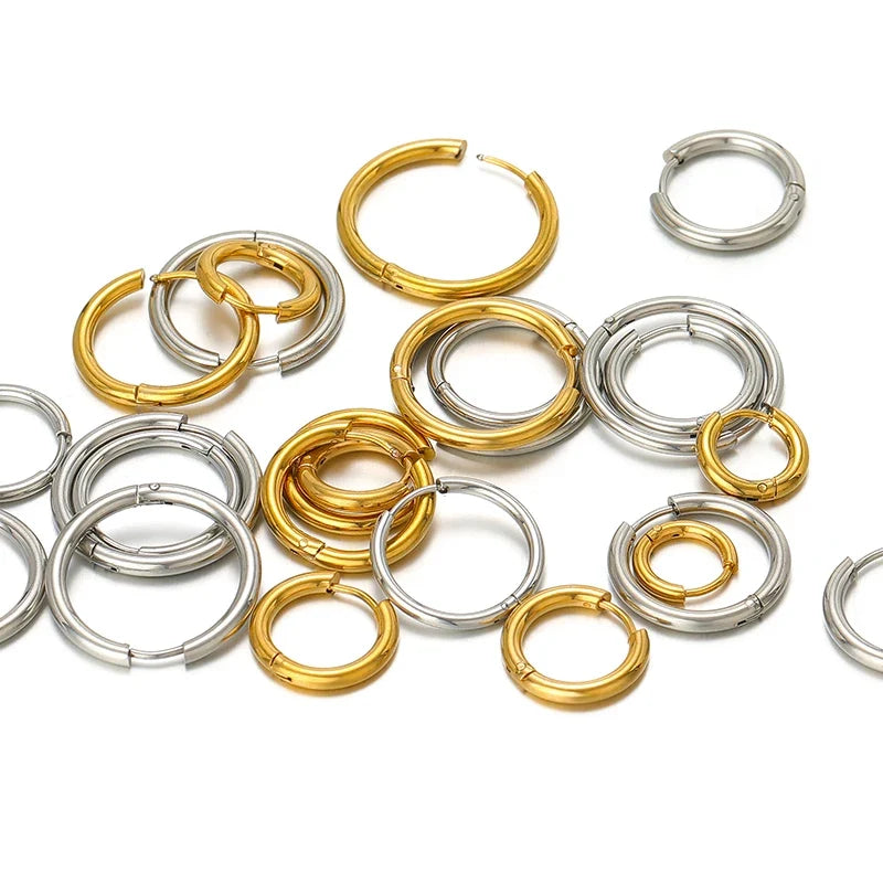 10pcs Stainless Steel Hoop Earrings Set | Fashion Huggie Earrings for Women and Men