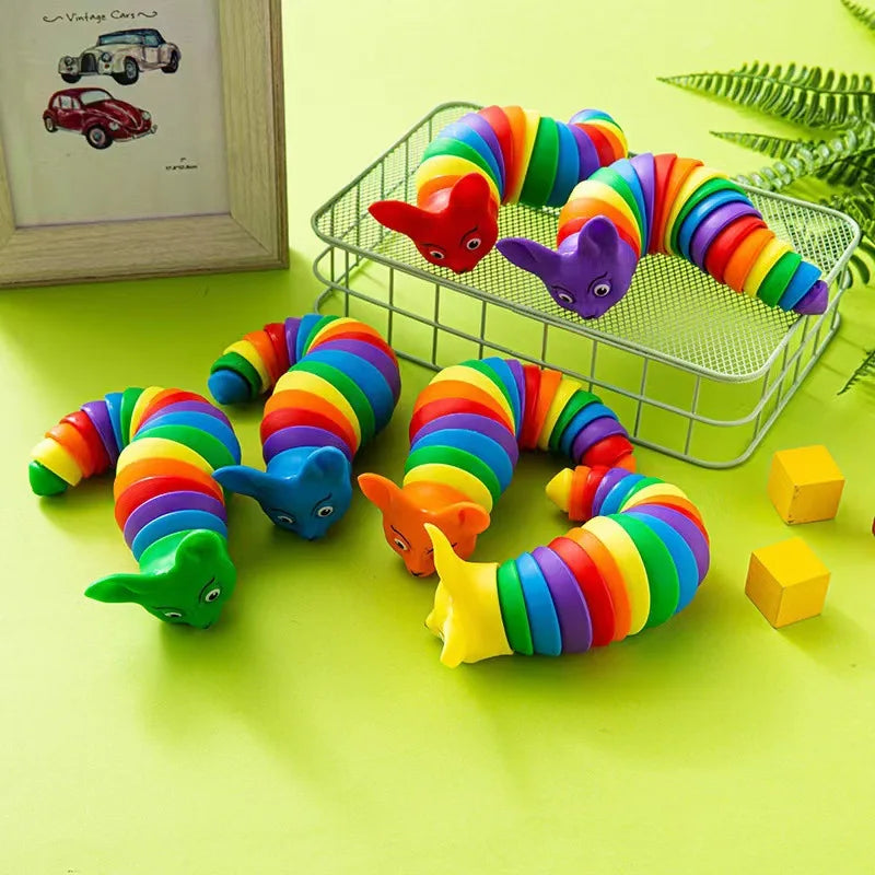 2025 New Fidget Slug Toy | 3D Colorful Sensory Decompression Toy for Kids and Adults