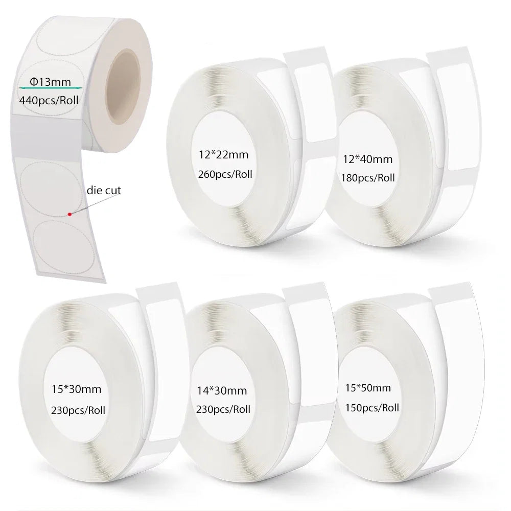 White Gap Label Paper for Phomemo D30 Q30 | Waterproof Thermal Sticker Roll