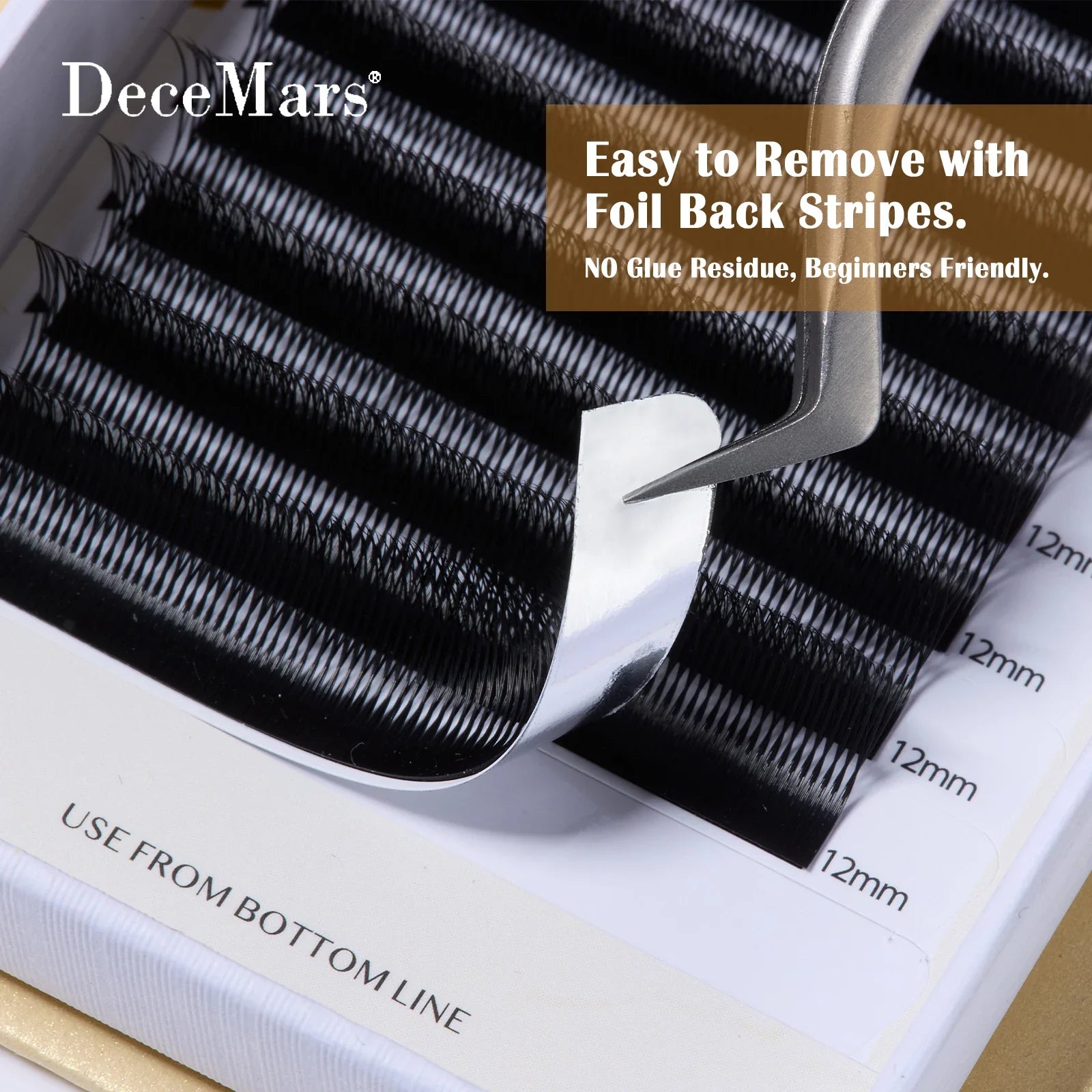 DeceMars V-shaped 6D Eyelash Extensions | Matte Black 12 Rows/Tray