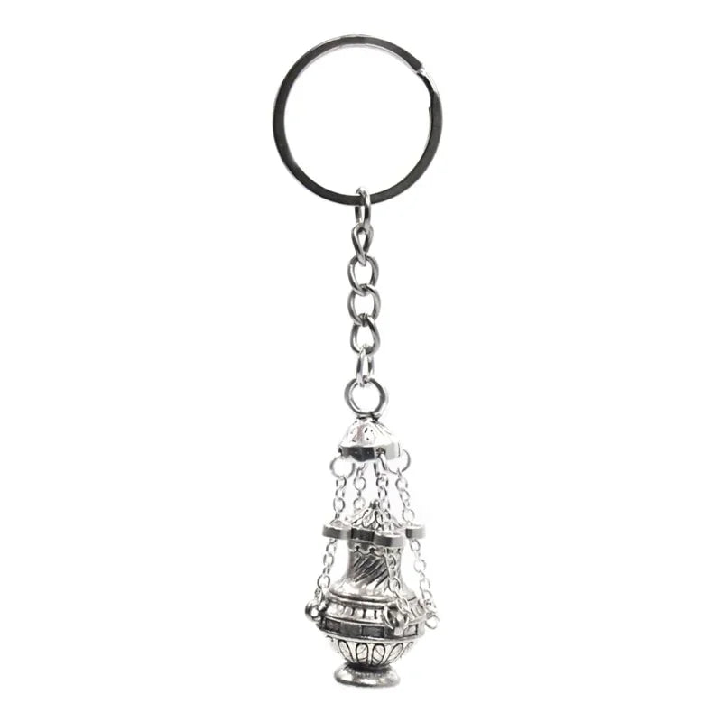 Christian Incense Burner Keychain | Religious Key Ring for Car Bag Pendant