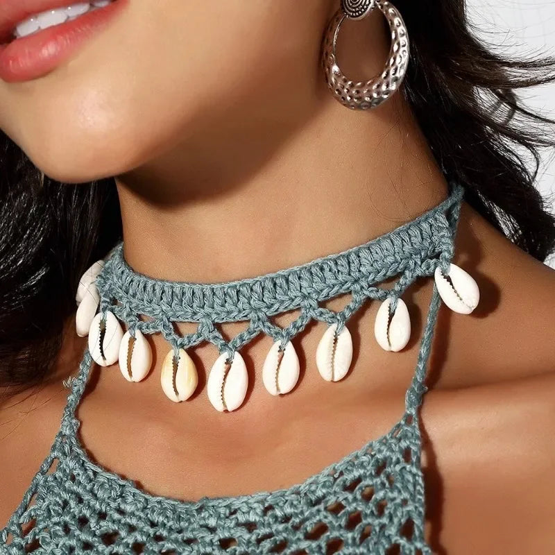 Handmade Shell Choker Necklace | Bohemian Beach Jewelry for Women