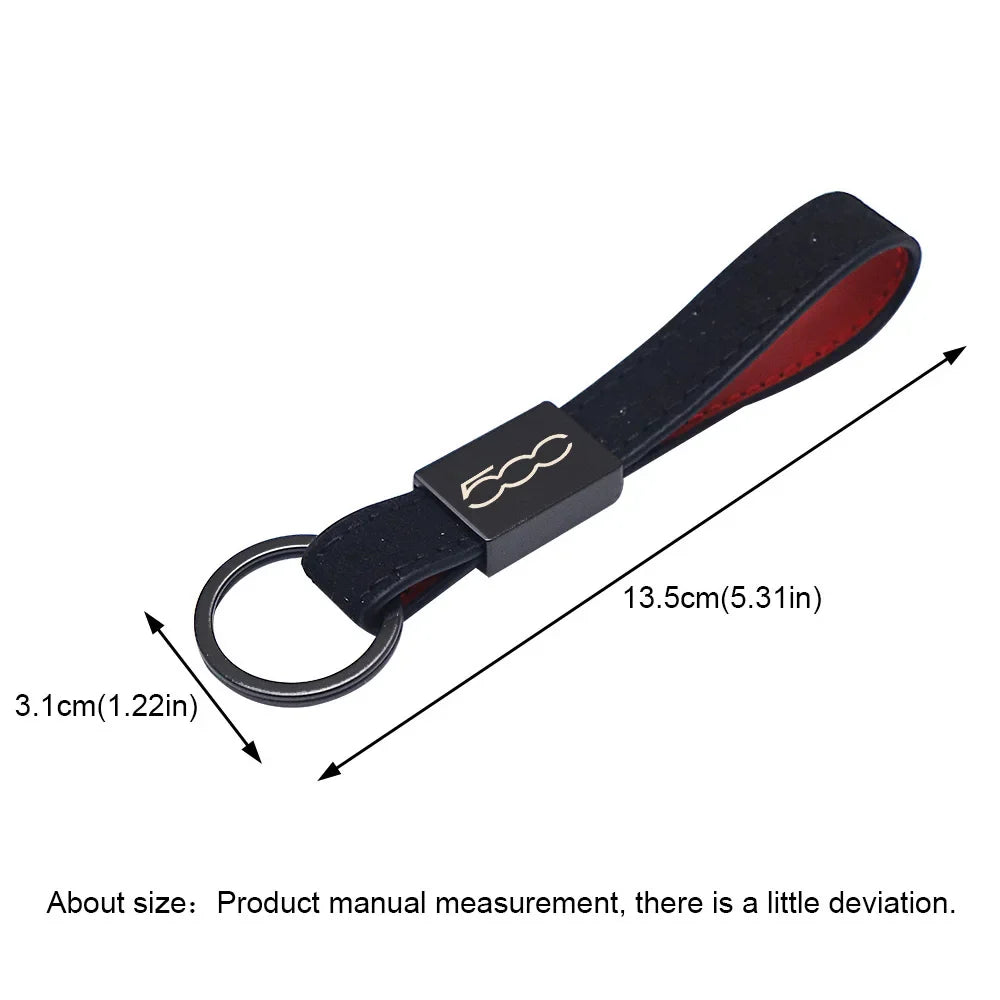 Fiat 500 Keychain Leather | Car Accessory Key Ring