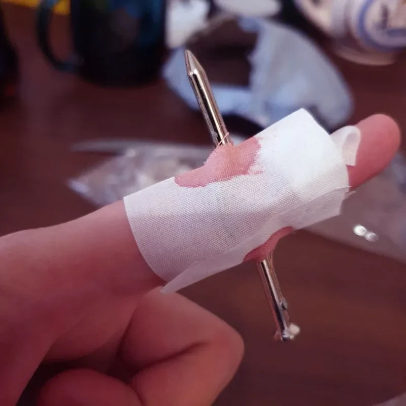 Fake Nail Through Finger Magic Trick | 5-Piece Bloody Prank Prop Set
