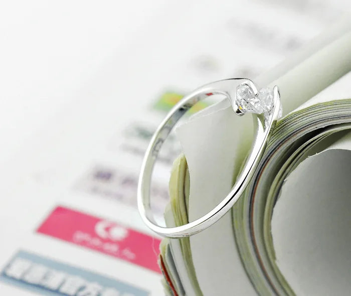 925 Sterling Silver Open Ring | Adjustable Aaa Zirconia Bridal Set