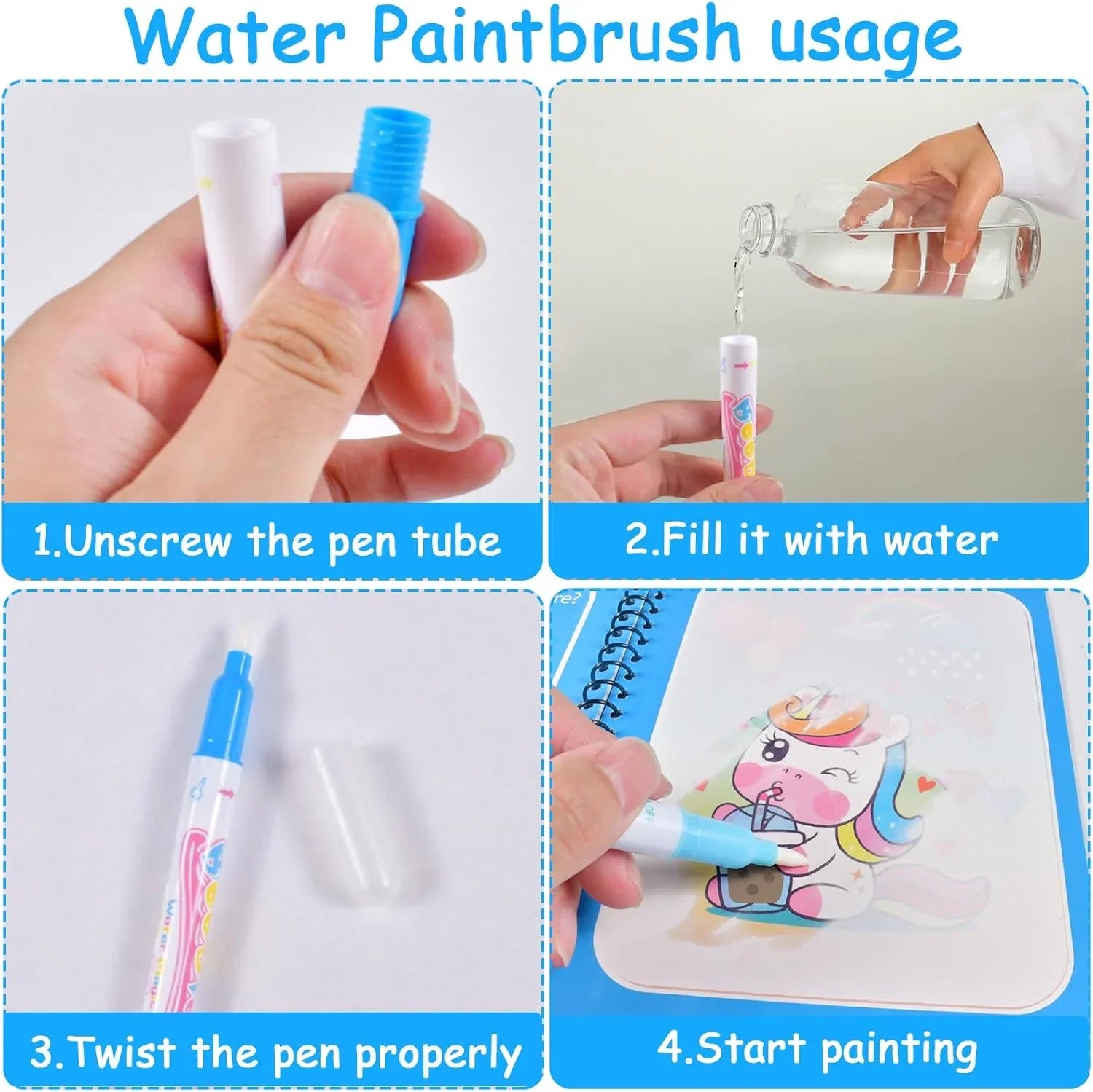 Children's Water Painting Book | Reusable Magic Water Drawing Pad for Boys Girls