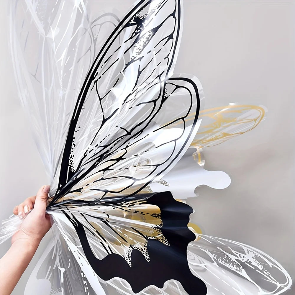 40pcs Transparent Crystal Butterfly Wrapping Paper | Floral Bouquet Packaging Material