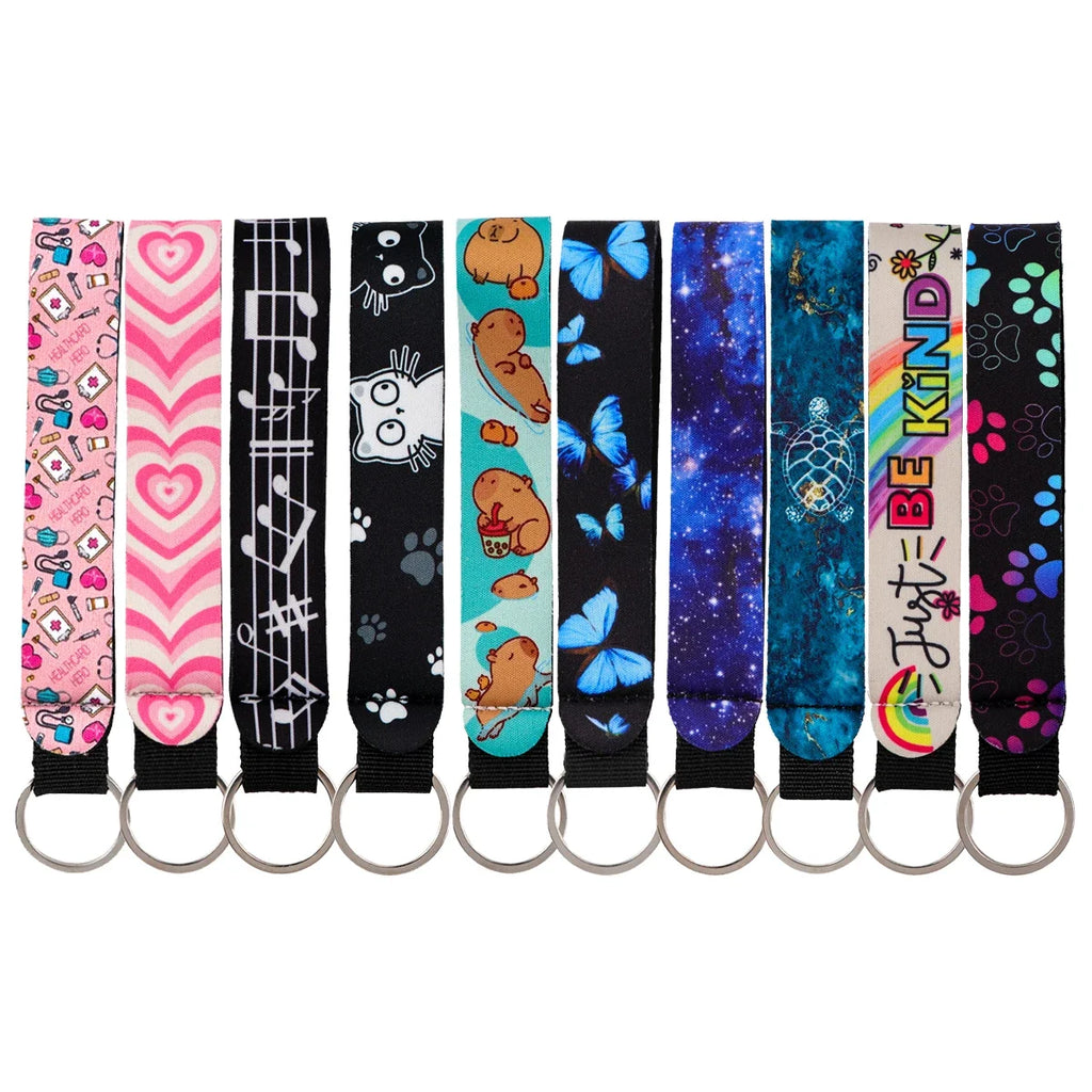 Cartoon Animal Keychain with Wrist Strap | Anti-Lost Lanyard for Keys
