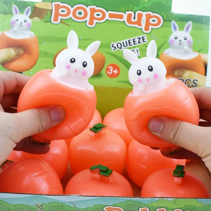 Squishy Carrot Rabbit Squeeze Telescopic Toys | Stress Relief Pinch Music Toy for Kids and Adults