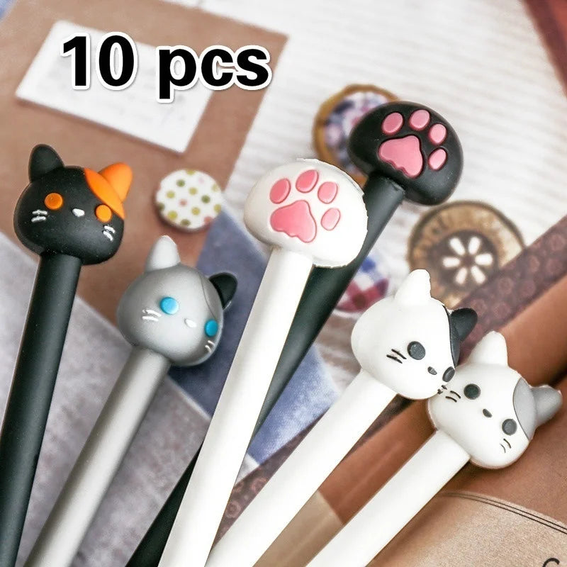 Cute Cat Gel Pens Set | 10 Pack Kawaii Claw Pens for Journaling