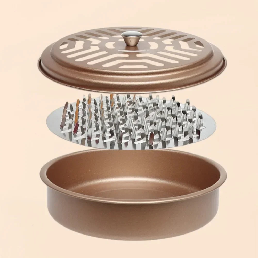 Fireproof Mosquito Coil Box with Serrated Lid | Outdoor Iron Coil Holder for Camping