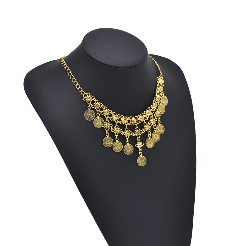 Vintage Coin Tassel Necklace | Bohemian Ethnic Charm Choker for Women
