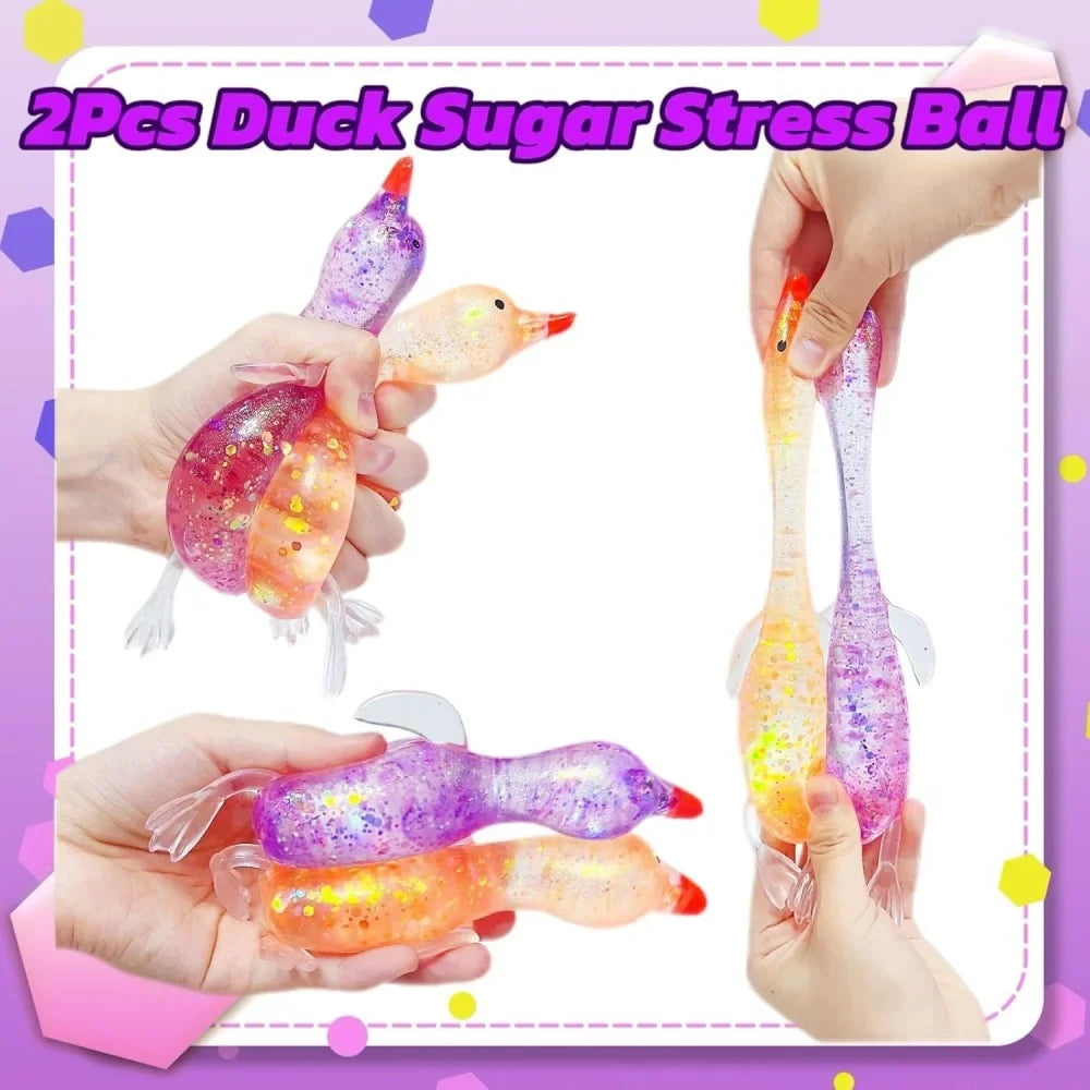 Squishy Glitter Duck Fidget Toy | Stress Relief Sensory Toy for Kids and Adults