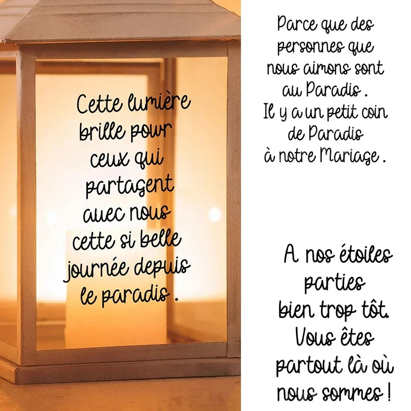 French Lantern Memorial Vinyl Decal Sticker | Wedding and Remembrance Wall Decor