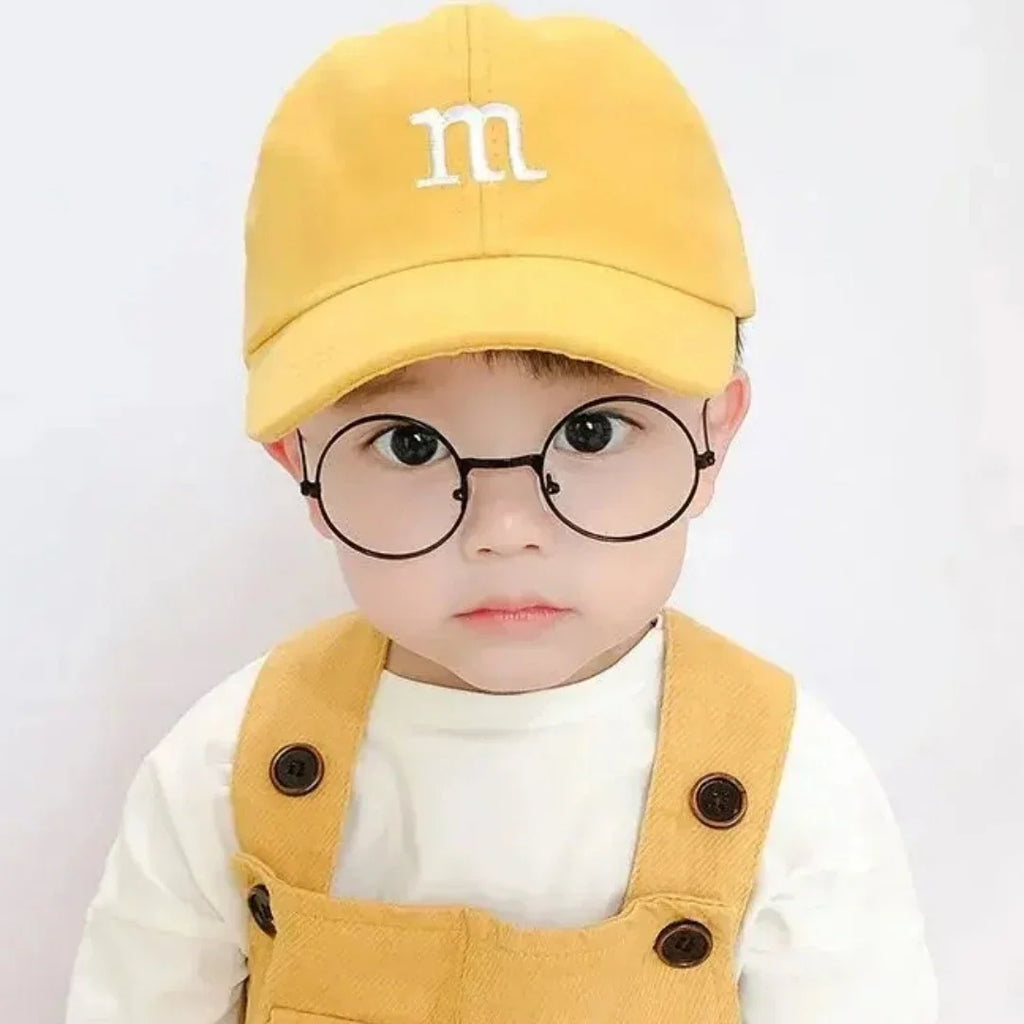 Kids Unisex Baseball Cap with M Letter Embroidery | Adjustable Cotton Sun Hat
