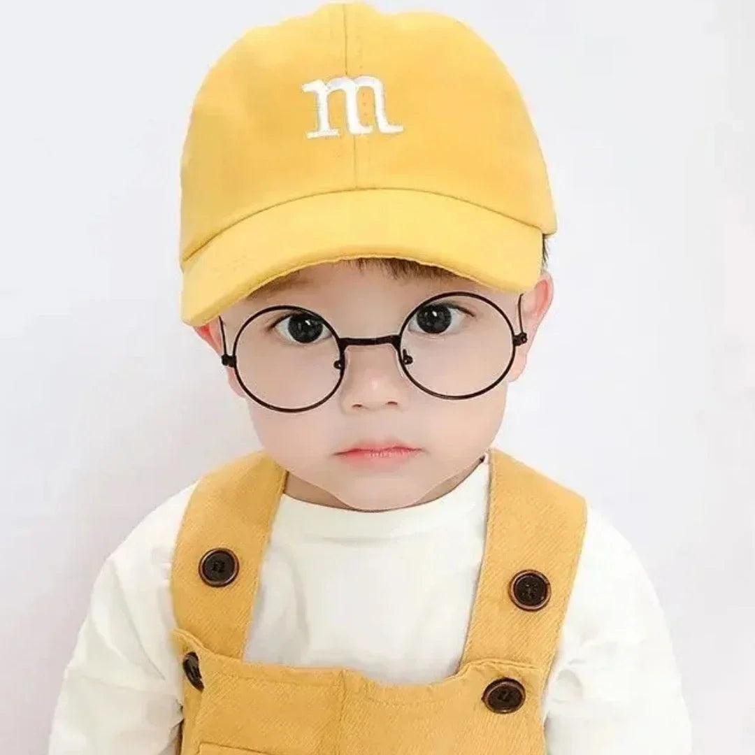 Kids Unisex Baseball Cap with M Letter Embroidery | Adjustable Cotton Sun Hat