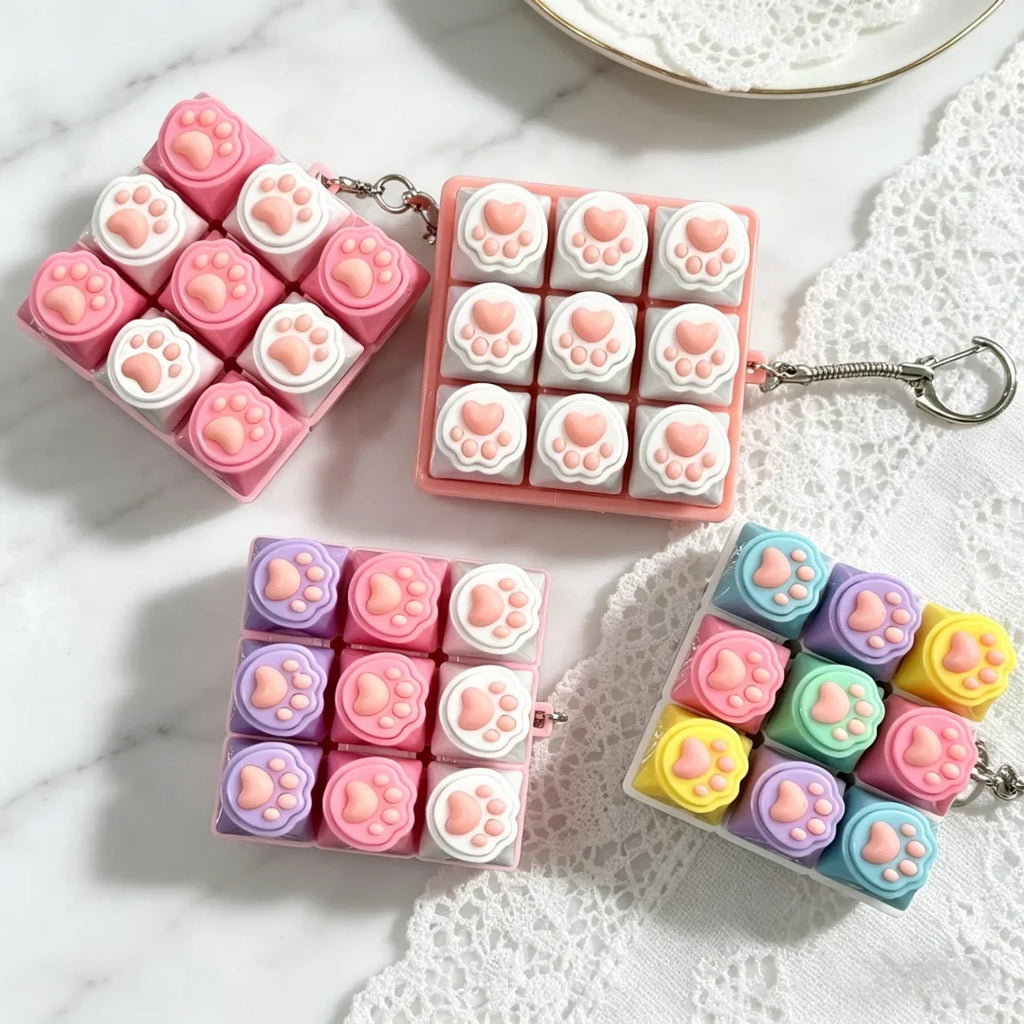 LED Crystal Keycap Fidget Toy | Stress Relief Clicker with Cat Paw Design