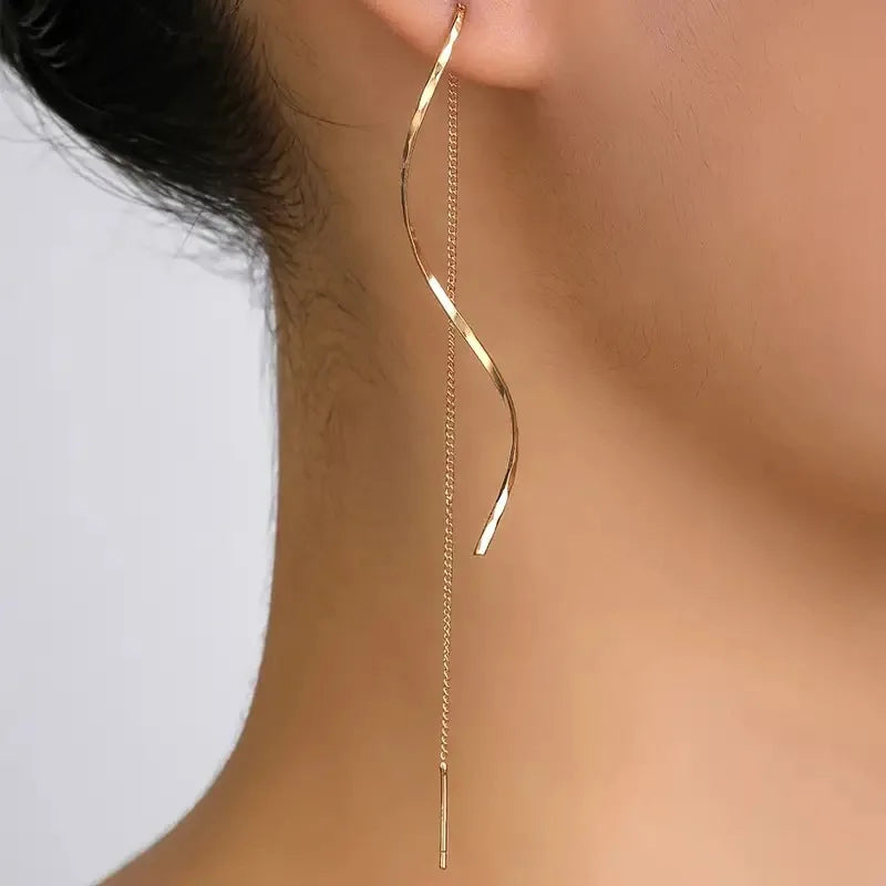 Spiral Drop Earrings for Women | Korean Fashion Wave Line Jewelry