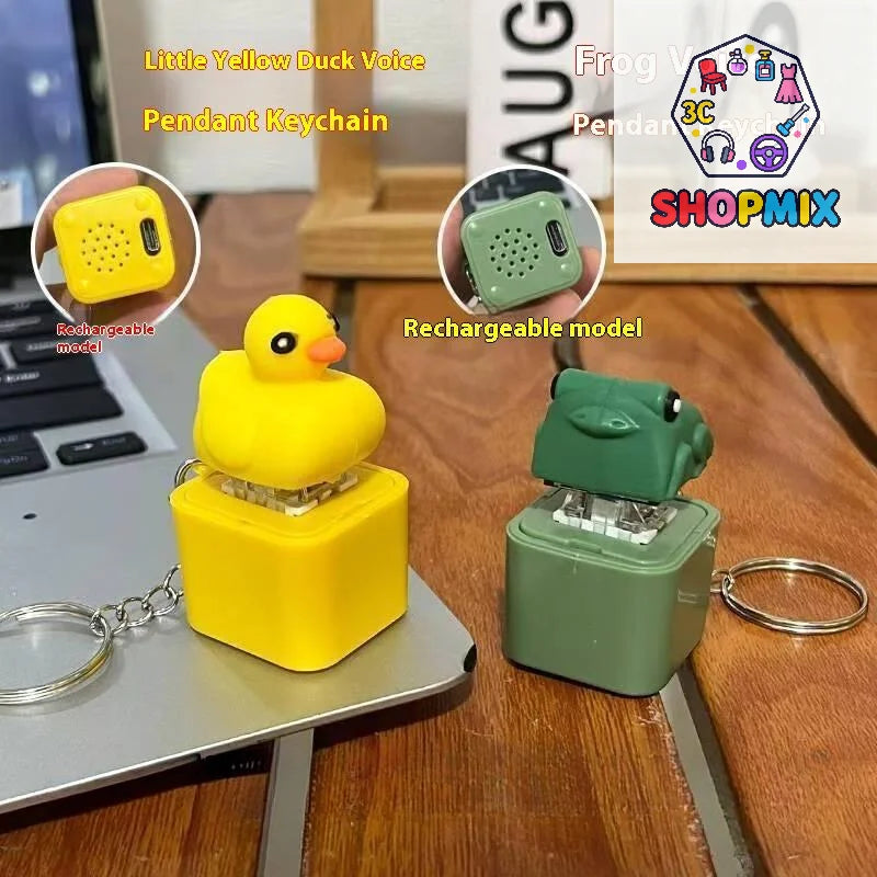Funny Croaking Frog Duck Keychain | Rechargeable LED Fidget Clicker