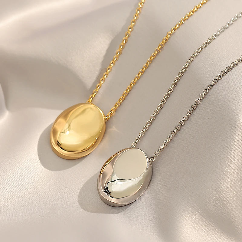 Taoya Stainless Steel Gold Color Oval Pendant Necklace | Fashion Jewelry for Women