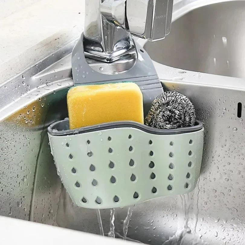 Kitchen Sink Holder Hanging Drain Basket | Adjustable Soap Sponge Shelf Organizer