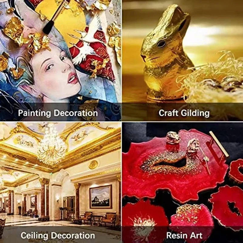 100pcs Imitation Gold Silver Foil Sheets for DIY Crafts | Gilding Flakes for Resin Candle Art