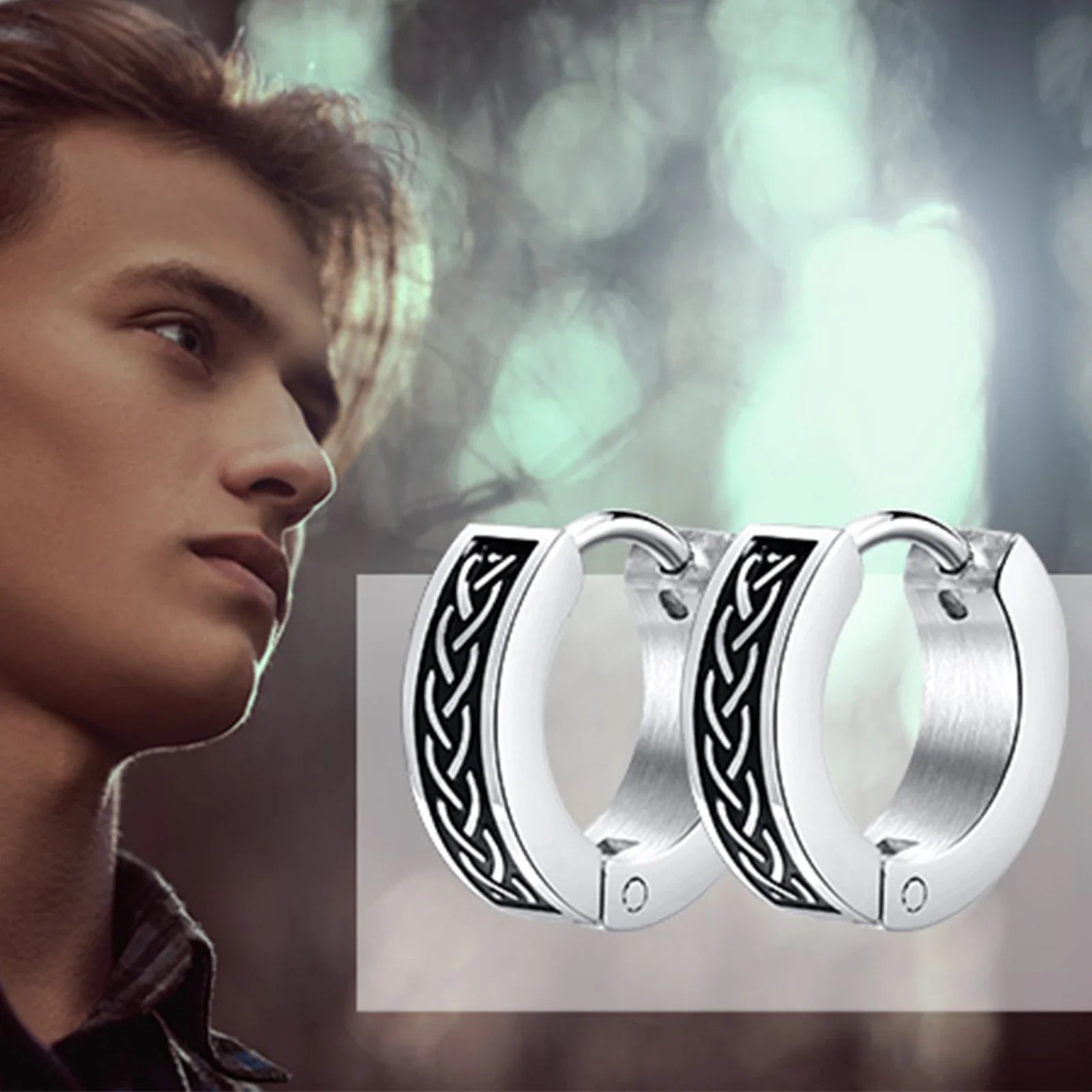 Mens Celtic Knot Hoop Earrings | Hypoallergenic Stainless Steel Huggie Earrings