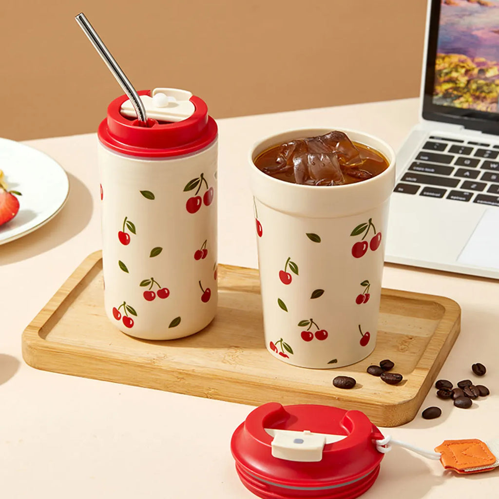 WORTHBUY Travel Coffee Mug | Portable Leak Proof Plastic Cup with Nylon Rope