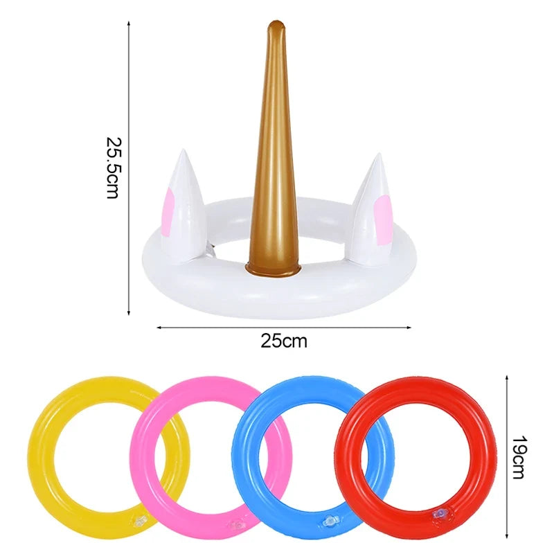 Unicorn Inflatable Ring Toss Game | Kids Birthday Party Beach Pool Toy