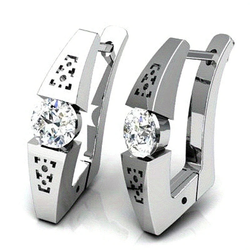 Silver Plated Cubic Zirconia Hoop Earrings | Vintage Punk Geometric Jewelry for Women