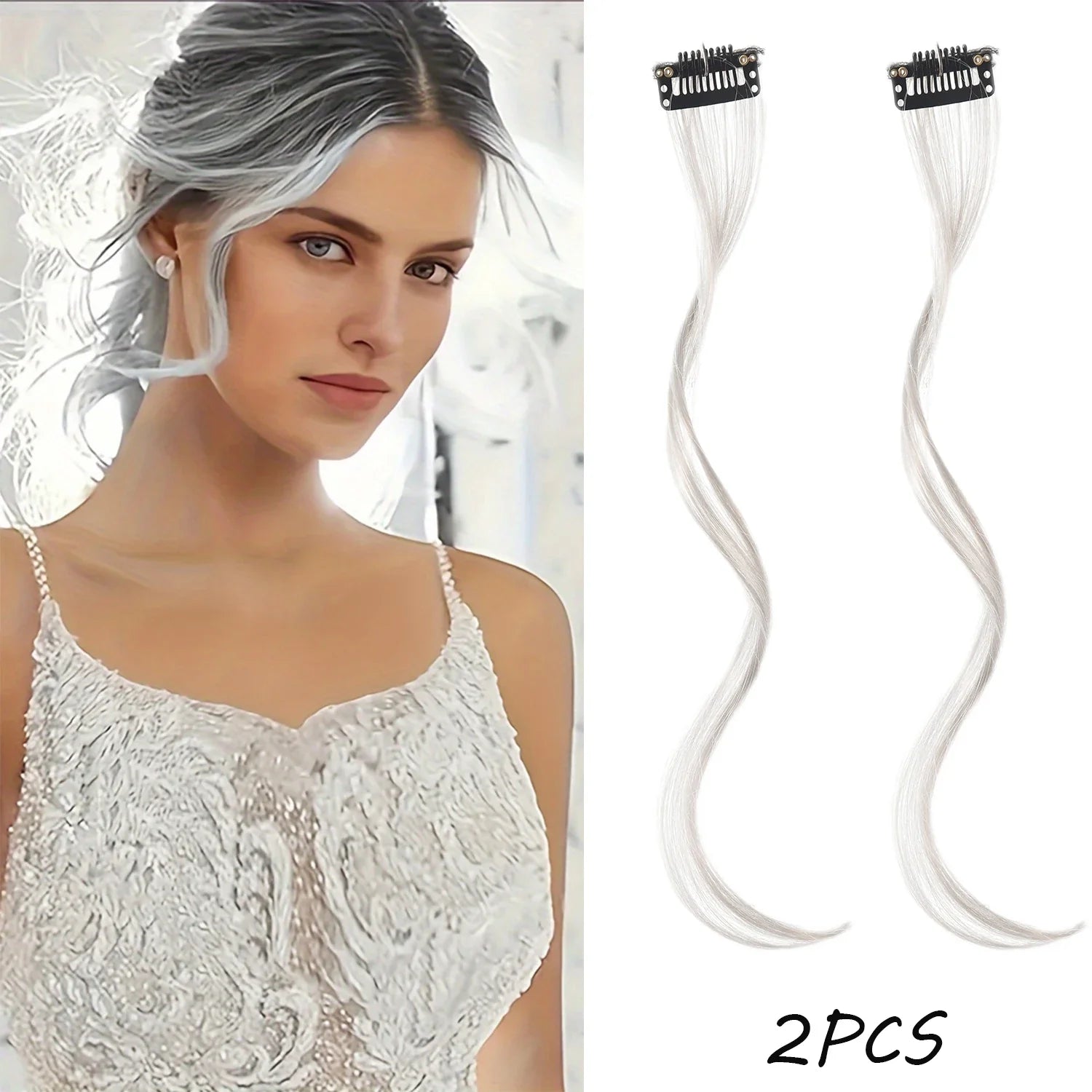 2PC Curly Bangs Clip-On Hair Extensions | Wavy Side Fringe with Invisible Clips