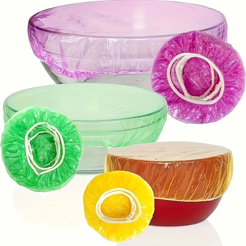 100pcs Reusable Elastic Food Covers | Transparent Stretchable Bowl Plate Seals