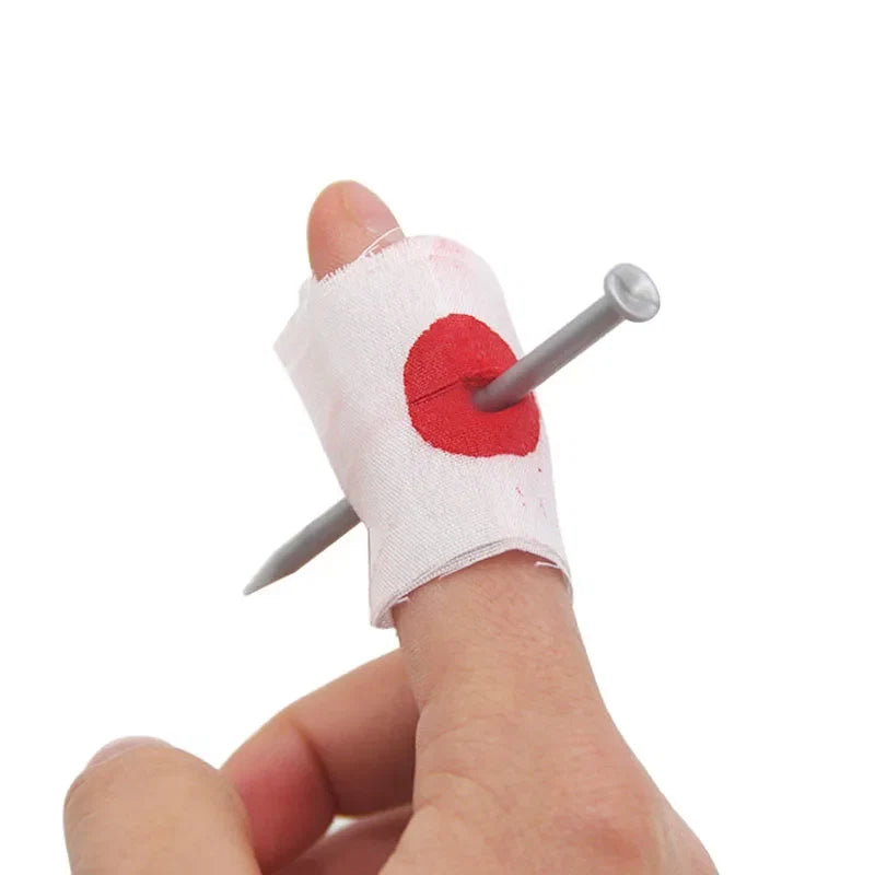 Fake Nail Through Finger Magic Trick | 5-Piece Bloody Prank Prop Set