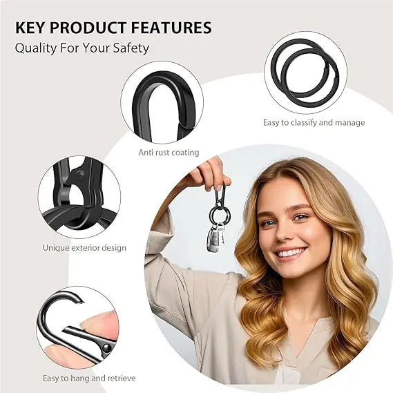 Metal Keychain Clip Hook Keyring | Double Loop Key Holder for Car Keys