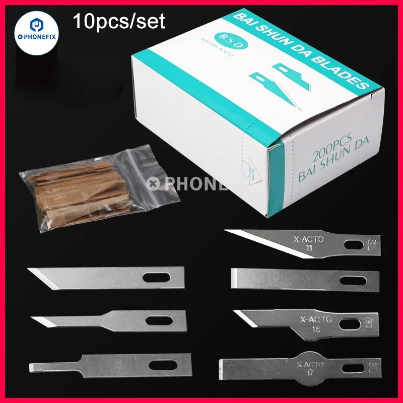 10pcs Precision Scalpel Knife Blades Set | Non-Slip Metal Engraving Craft Knives for Phone PCB DIY Repair