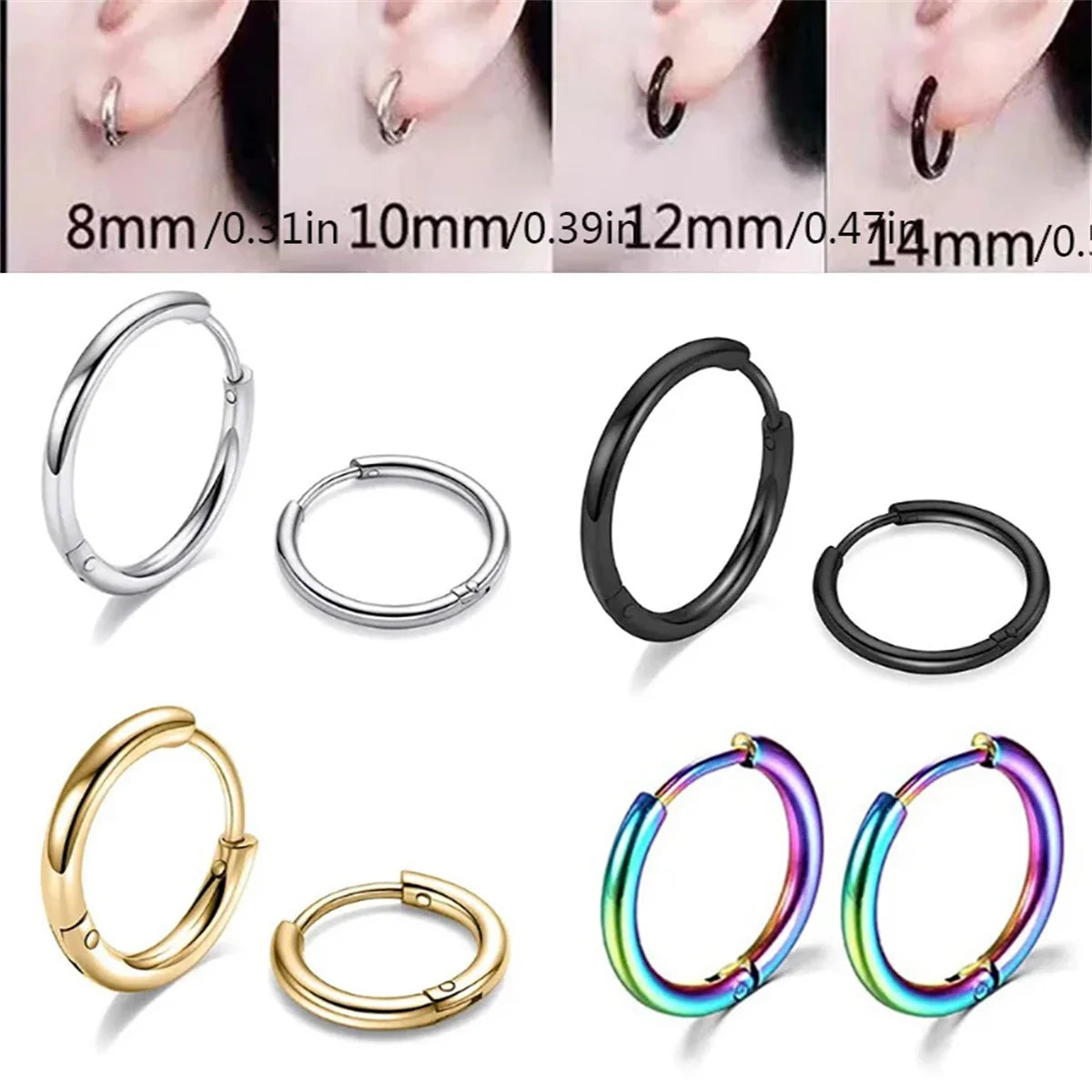 316L Stainless Steel Small Hoop Earrings | 2/8Pcs Cartilage Tragus Conch Jewelry