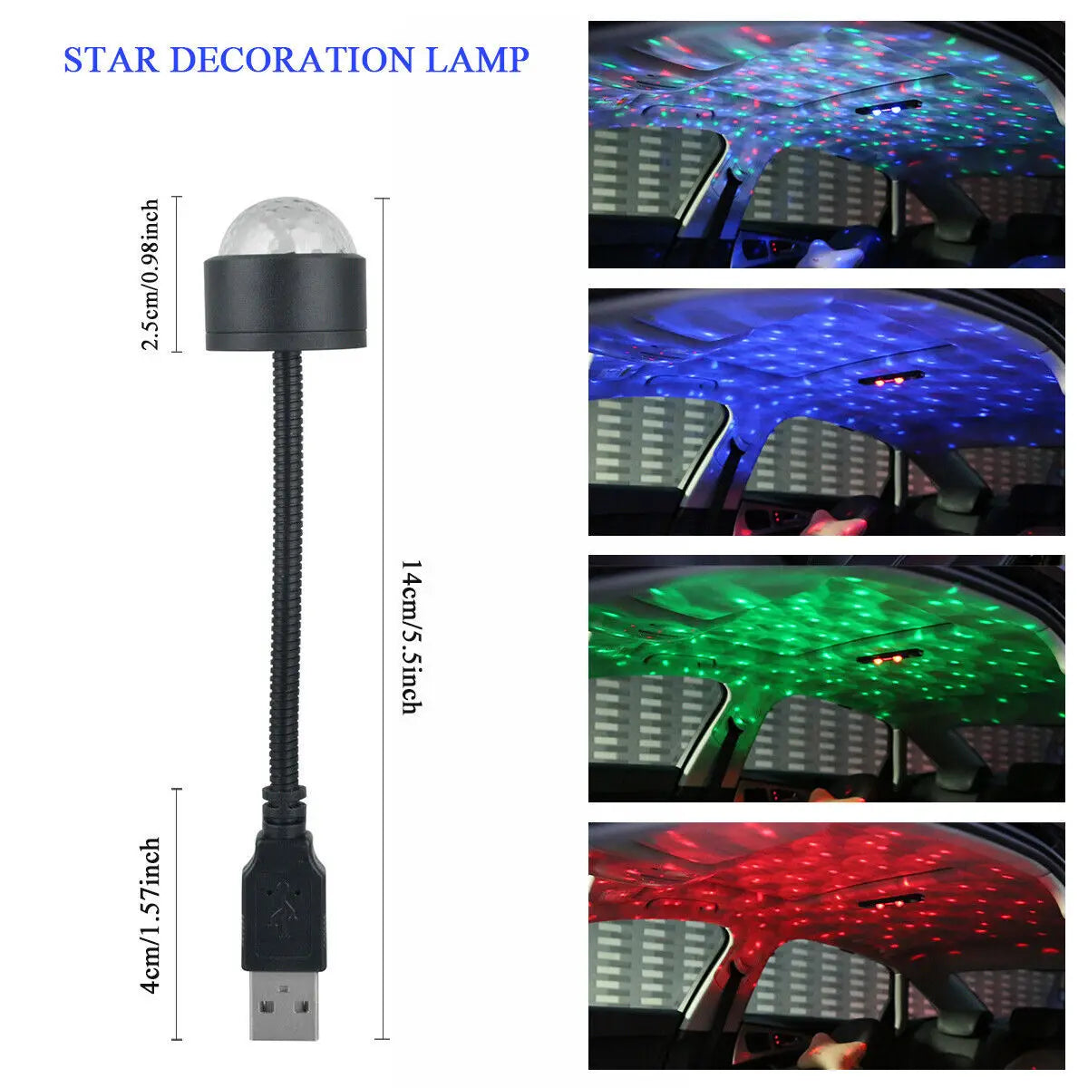 Car Roof Star Night Light | LED Interior Atmosphere Ambient Projector with Music Control